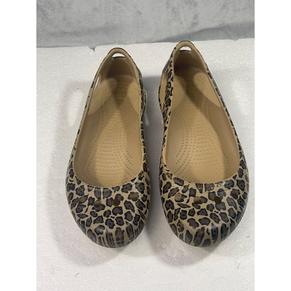 Crocs womens size 9 W leopard print kadee flats - Picture 1 of 16
